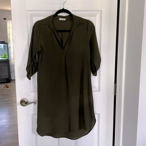 jella c. 3/4 sleeve army green shirt dress